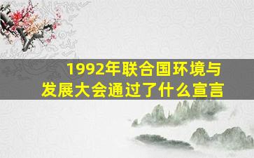 1992年联合国环境与发展大会通过了什么宣言