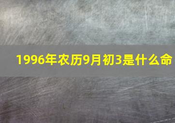 1996年农历9月初3是什么命