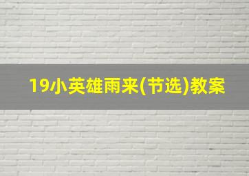 19小英雄雨来(节选)教案