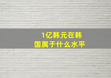 1亿韩元在韩国属于什么水平