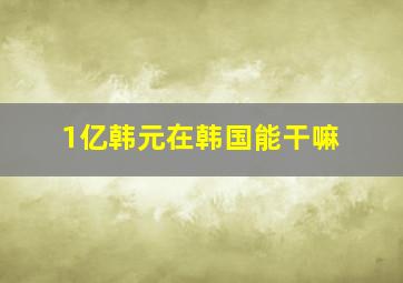 1亿韩元在韩国能干嘛