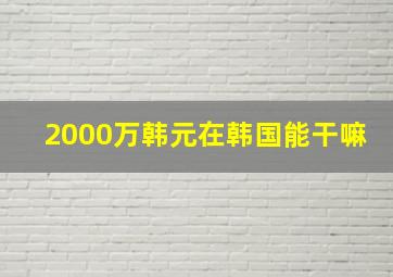 2000万韩元在韩国能干嘛