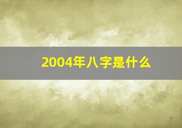 2004年八字是什么