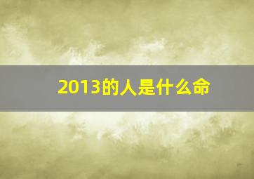 2013的人是什么命