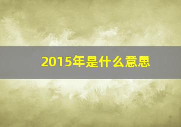 2015年是什么意思