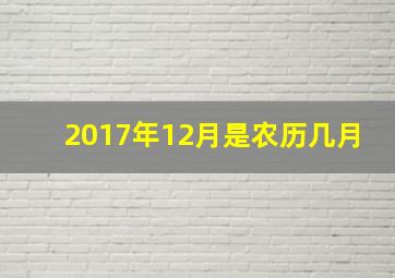 2017年12月是农历几月