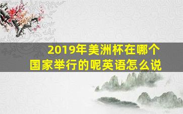 2019年美洲杯在哪个国家举行的呢英语怎么说