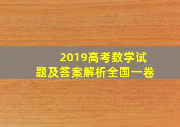 2019高考数学试题及答案解析全国一卷