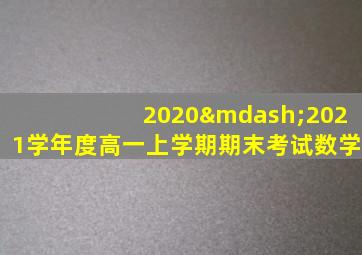 2020—2021学年度高一上学期期末考试数学