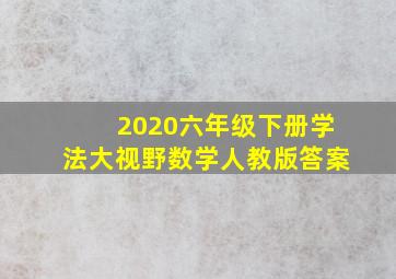 2020六年级下册学法大视野数学人教版答案