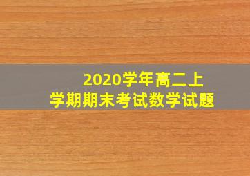 2020学年高二上学期期末考试数学试题