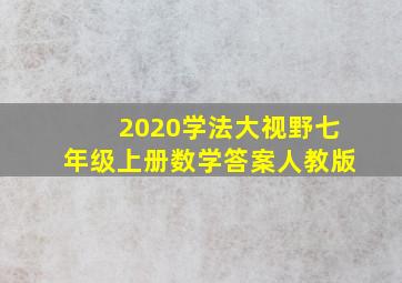 2020学法大视野七年级上册数学答案人教版