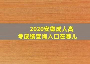 2020安徽成人高考成绩查询入口在哪儿