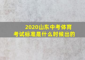 2020山东中考体育考试标准是什么时候出的