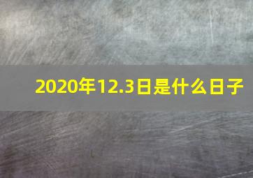 2020年12.3日是什么日子