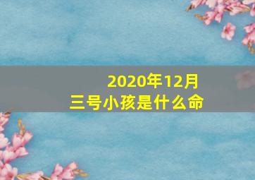 2020年12月三号小孩是什么命