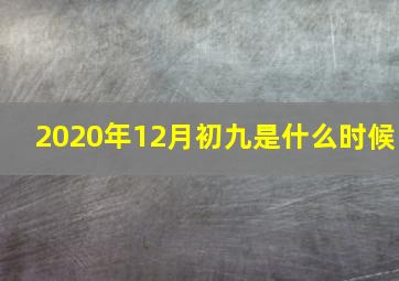 2020年12月初九是什么时候