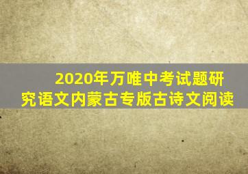 2020年万唯中考试题研究语文内蒙古专版古诗文阅读