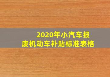 2020年小汽车报废机动车补贴标准表格