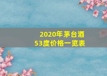 2020年茅台酒53度价格一览表