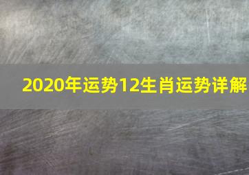 2020年运势12生肖运势详解