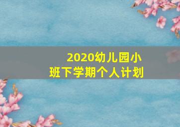 2020幼儿园小班下学期个人计划