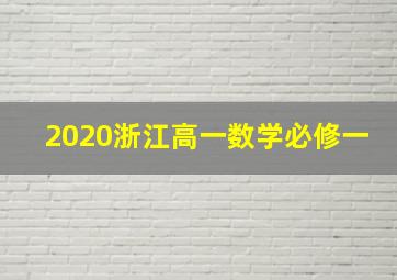 2020浙江高一数学必修一