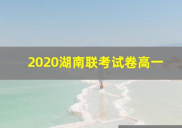 2020湖南联考试卷高一