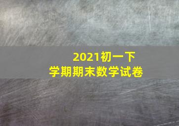 2021初一下学期期末数学试卷