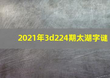 2021年3d224期太湖字谜