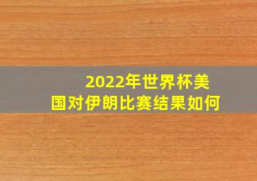 2022年世界杯美国对伊朗比赛结果如何