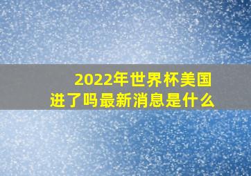 2022年世界杯美国进了吗最新消息是什么