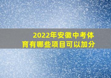 2022年安徽中考体育有哪些项目可以加分