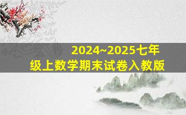 2024~2025七年级上数学期末试卷入教版