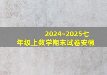 2024~2025七年级上数学期末试卷安徽