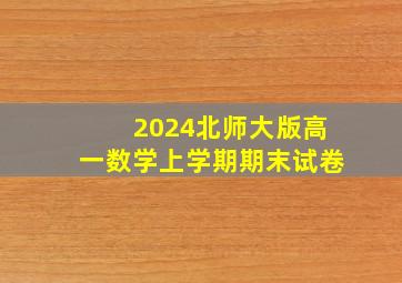 2024北师大版高一数学上学期期末试卷