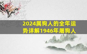 2024属狗人的全年运势详解1946年屠狗人