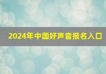 2024年中国好声音报名入口