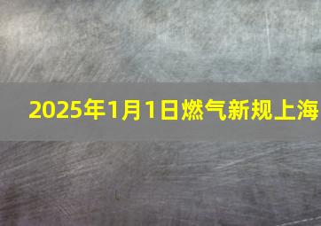 2025年1月1日燃气新规上海