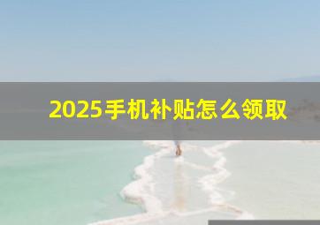 2025手机补贴怎么领取