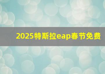 2025特斯拉eap春节免费