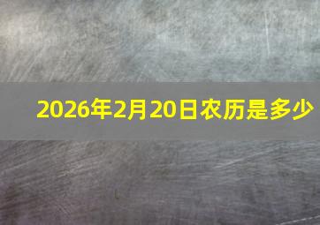 2026年2月20日农历是多少