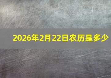 2026年2月22日农历是多少