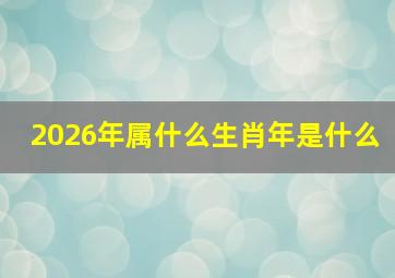 2026年属什么生肖年是什么