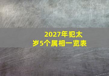 2027年犯太岁5个属相一览表