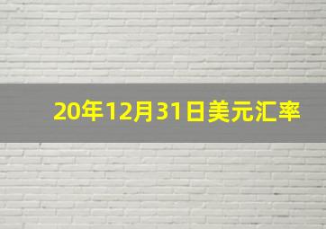 20年12月31日美元汇率