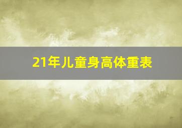 21年儿童身高体重表