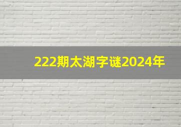 222期太湖字谜2024年