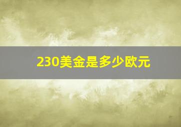 230美金是多少欧元