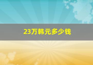 23万韩元多少钱